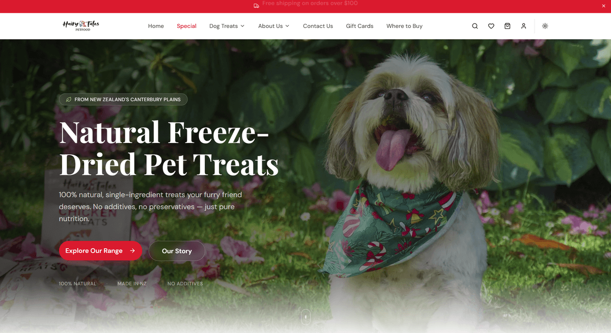 Hairy Tales 天然冻干宠物食品网站